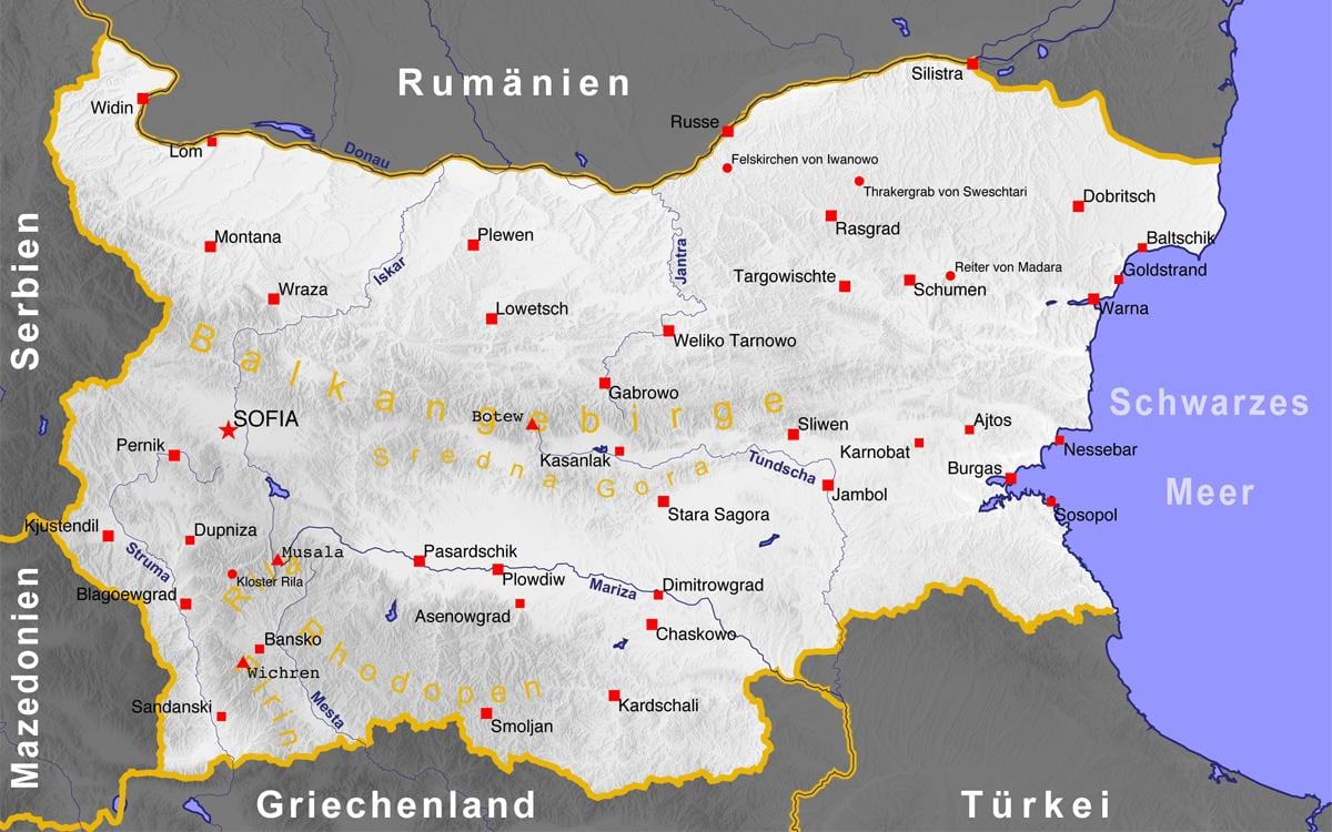 mapa bulharského pobřeží