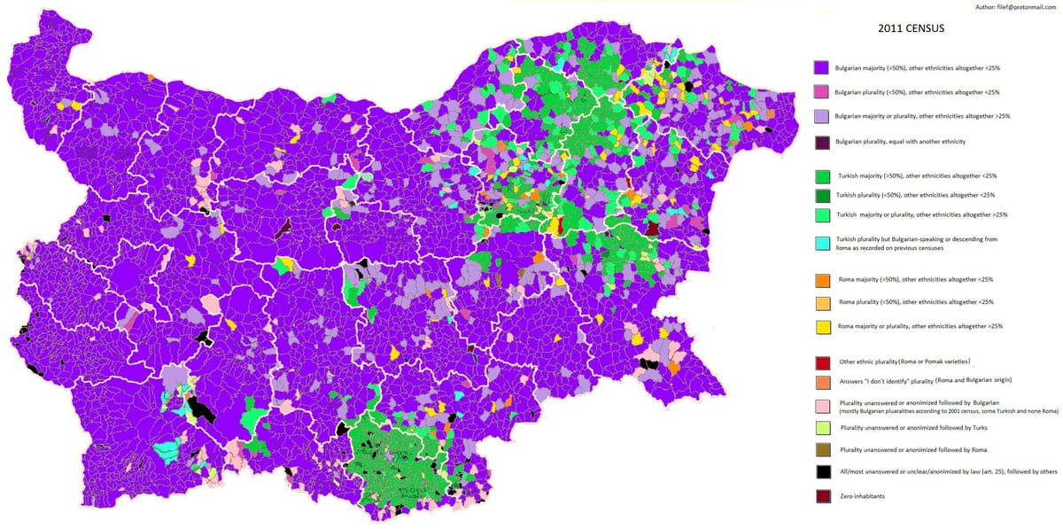 mapa Bulharska etnické