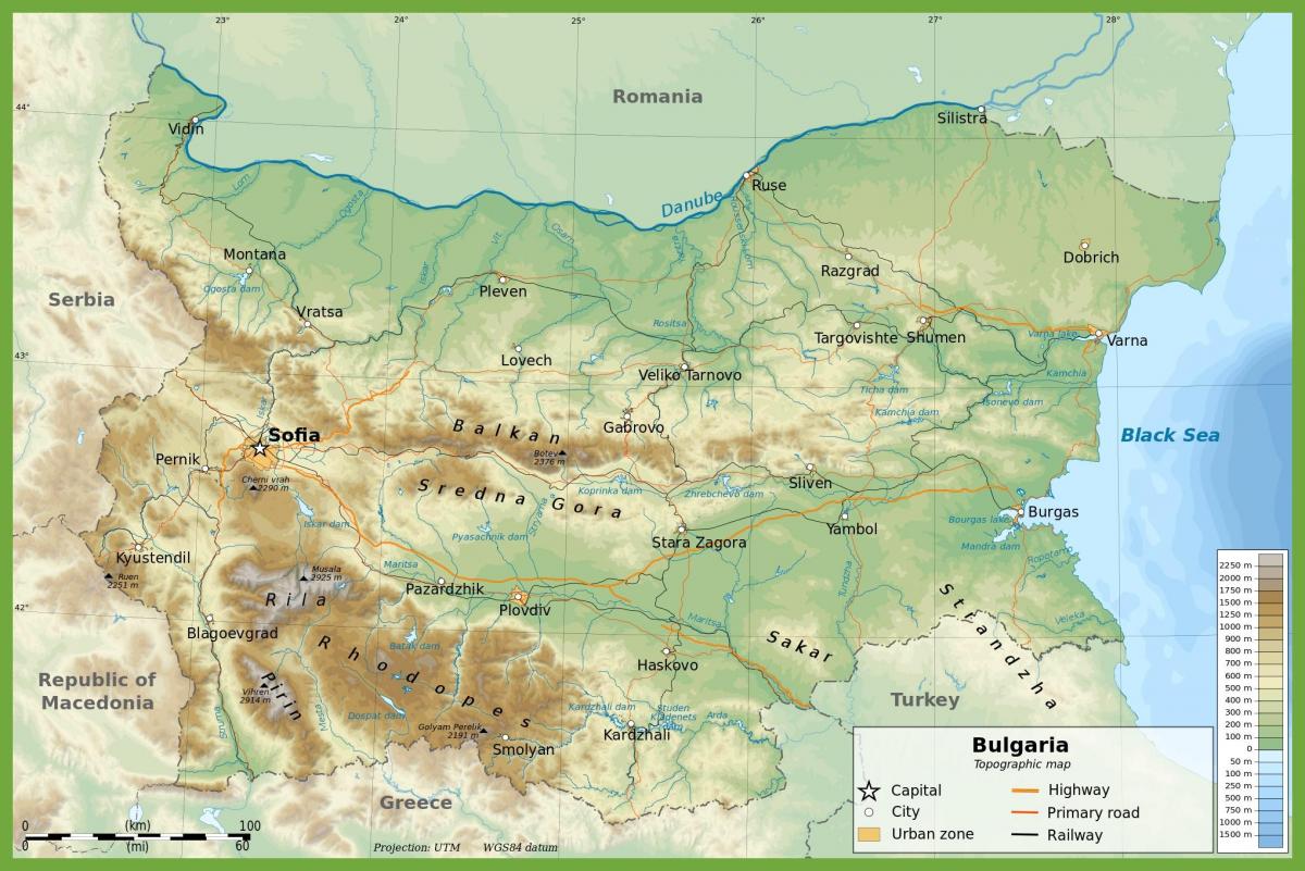 Bulharsko topografické mapy