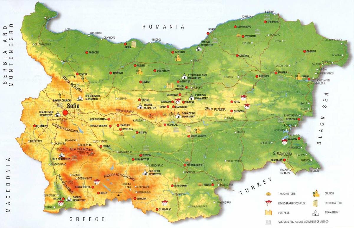 Bulharské hory mapa
