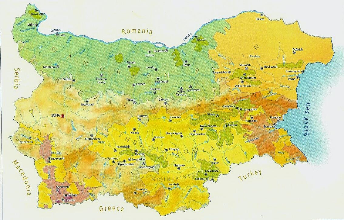 mapa Bulharska klimatu