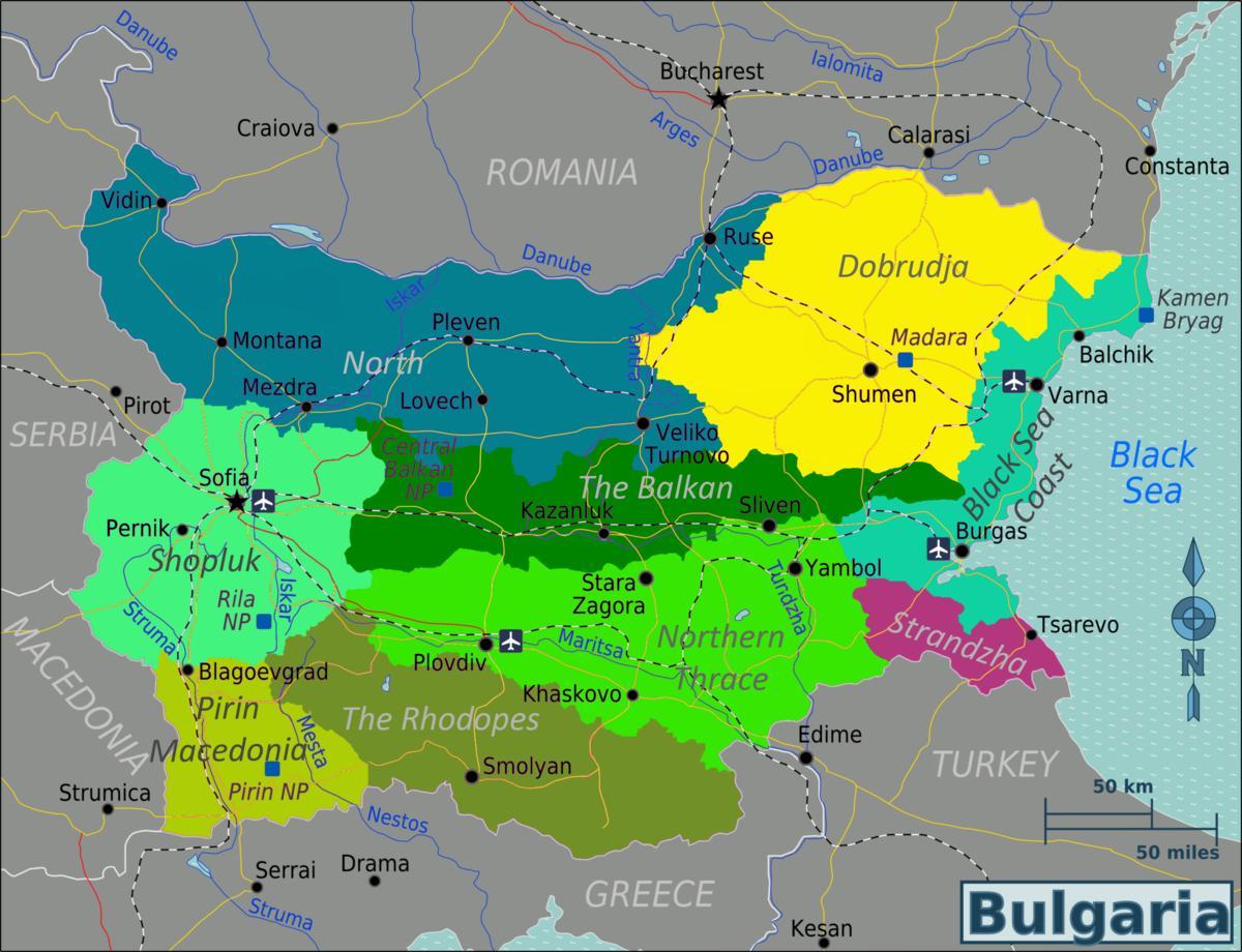 mapa Bulharsko letiště