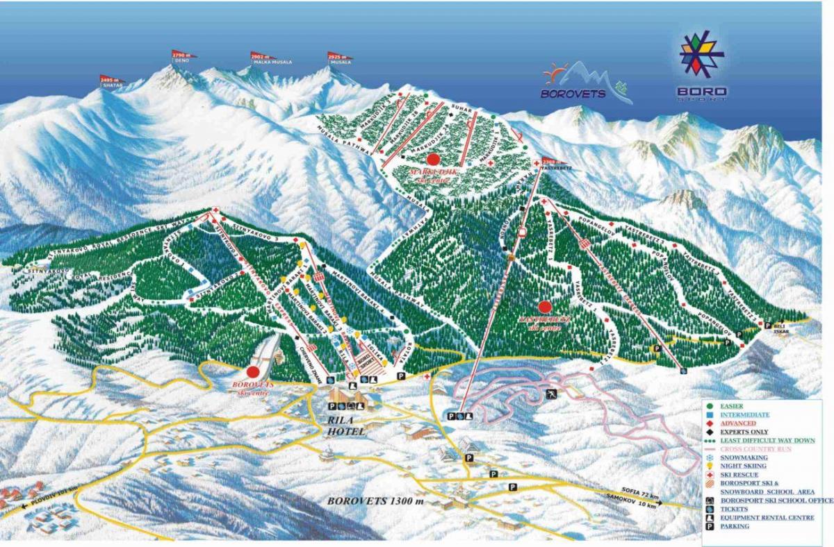 Bulharsko lyžařská mapa