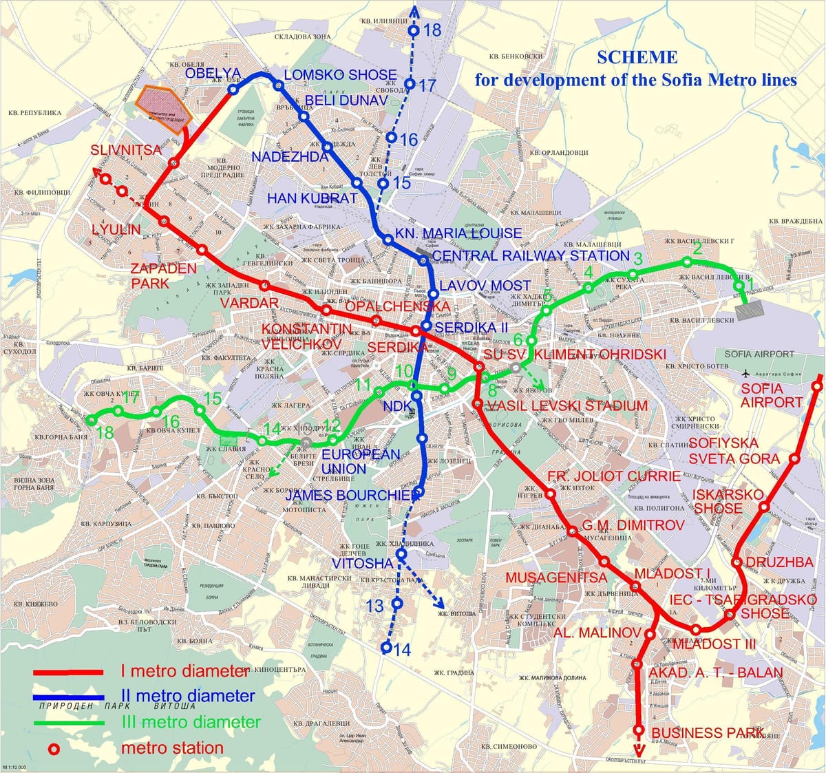 mapa Bulharska metro