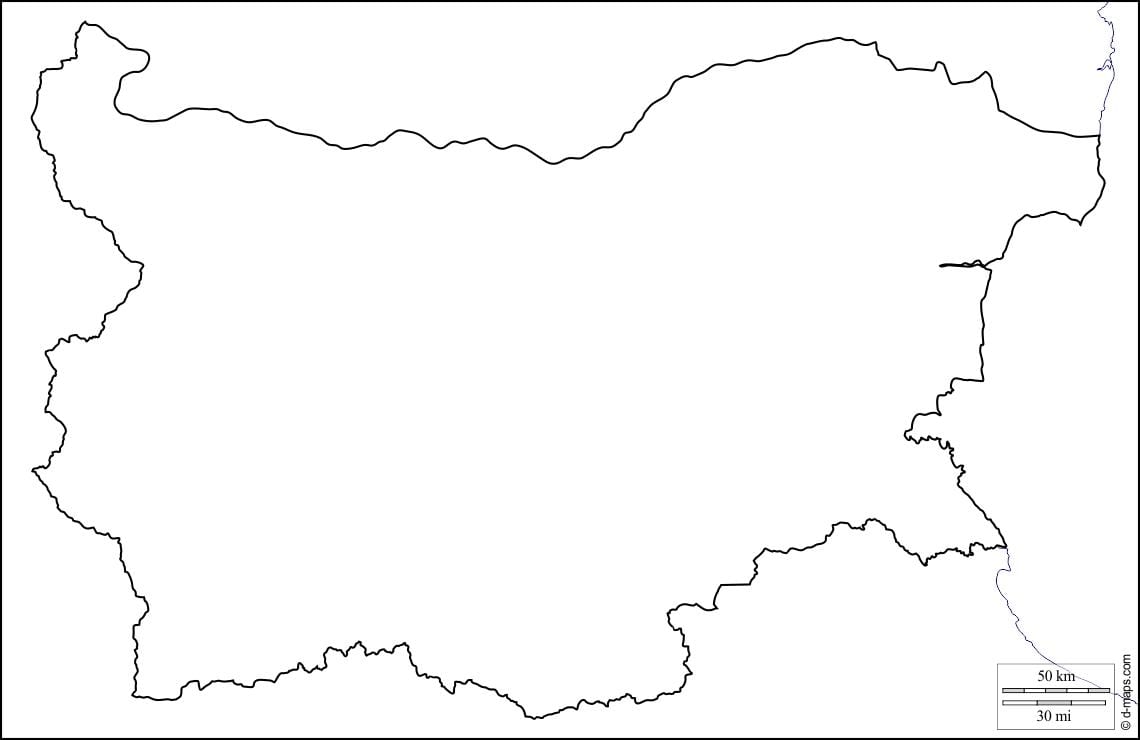 mapa Bulharsko mapa obrys
