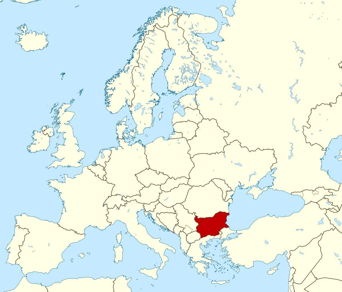 mapa světa zobrazující Bulharsko