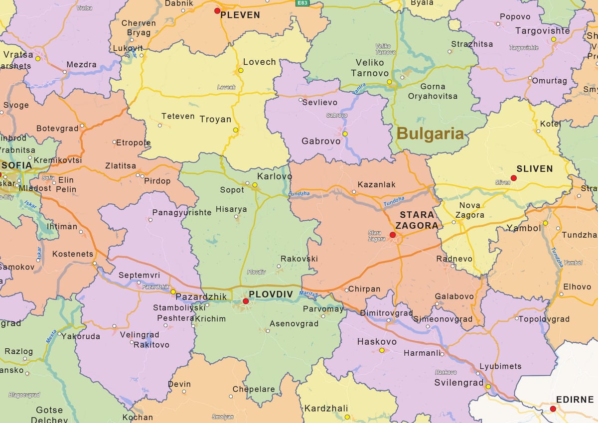 mapa Bulharska politické