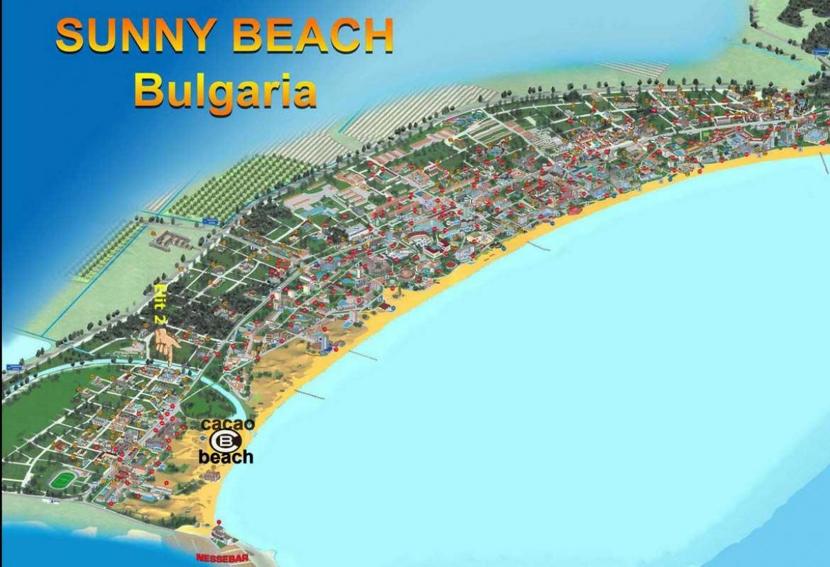 mapa cacao beach Bulharsko