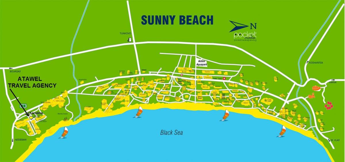 mapa Bulharsko sunny beach