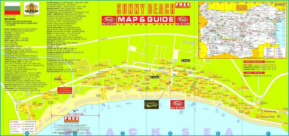 turistická mapa slunečné pobřeží Bulharsko
