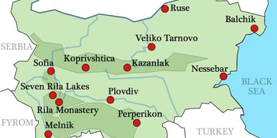 Mapa bulharských klášterů