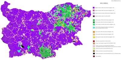 Mapa Bulharska etnické
