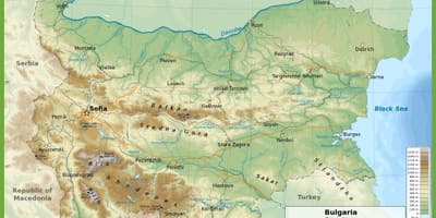 Bulharsko topografické mapy