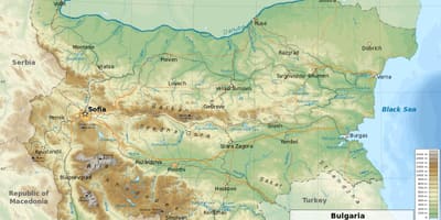 Mapa Bulharska geografie