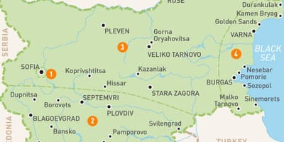 Bulharsko regionů mapě