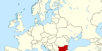 Mapa světa zobrazující Bulharsko