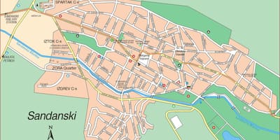Mapa sandanski Bulharsko